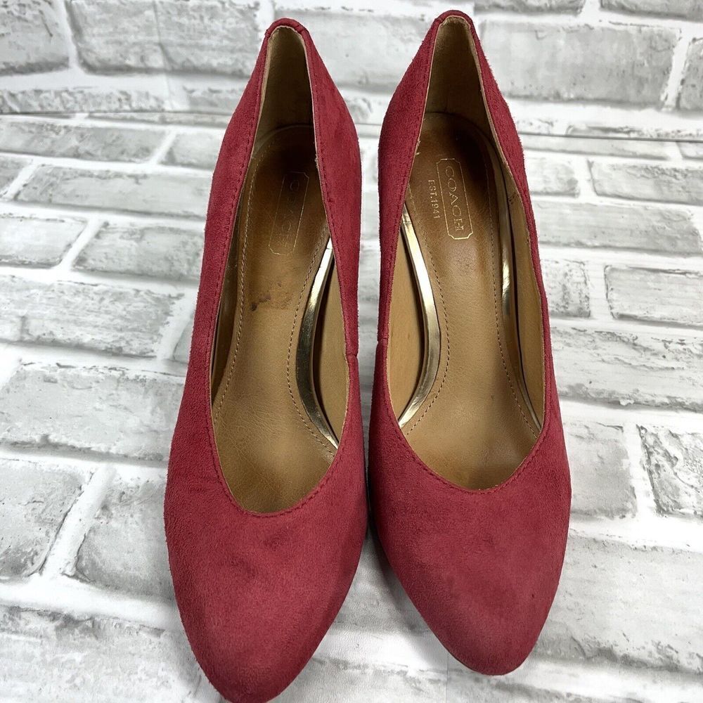 Coach Urban Women's Size 6 Red Suede Classic Pump Heels - Picture 12 of 15